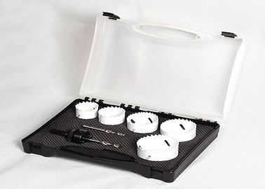 7PC স্টেইনলেস স্টীল দ্বিধাতুক হোল Saw 38mm 44mm 2 ইঞ্চি 2.5 ইঞ্চি পাইলট ড্রিল / Arbors সঙ্গে